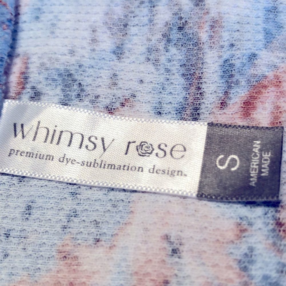 Whimsy Rose hi-low flowy scoop neck Tunic Top soft blue with florals Size S - Picture 3 of 5